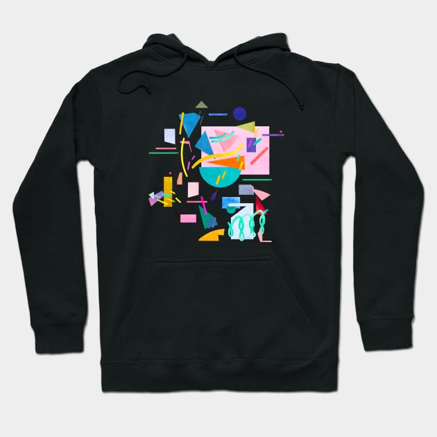 Nostalgia Retro Vintage Geometric Collage Pop Hoodie by ninoladesign